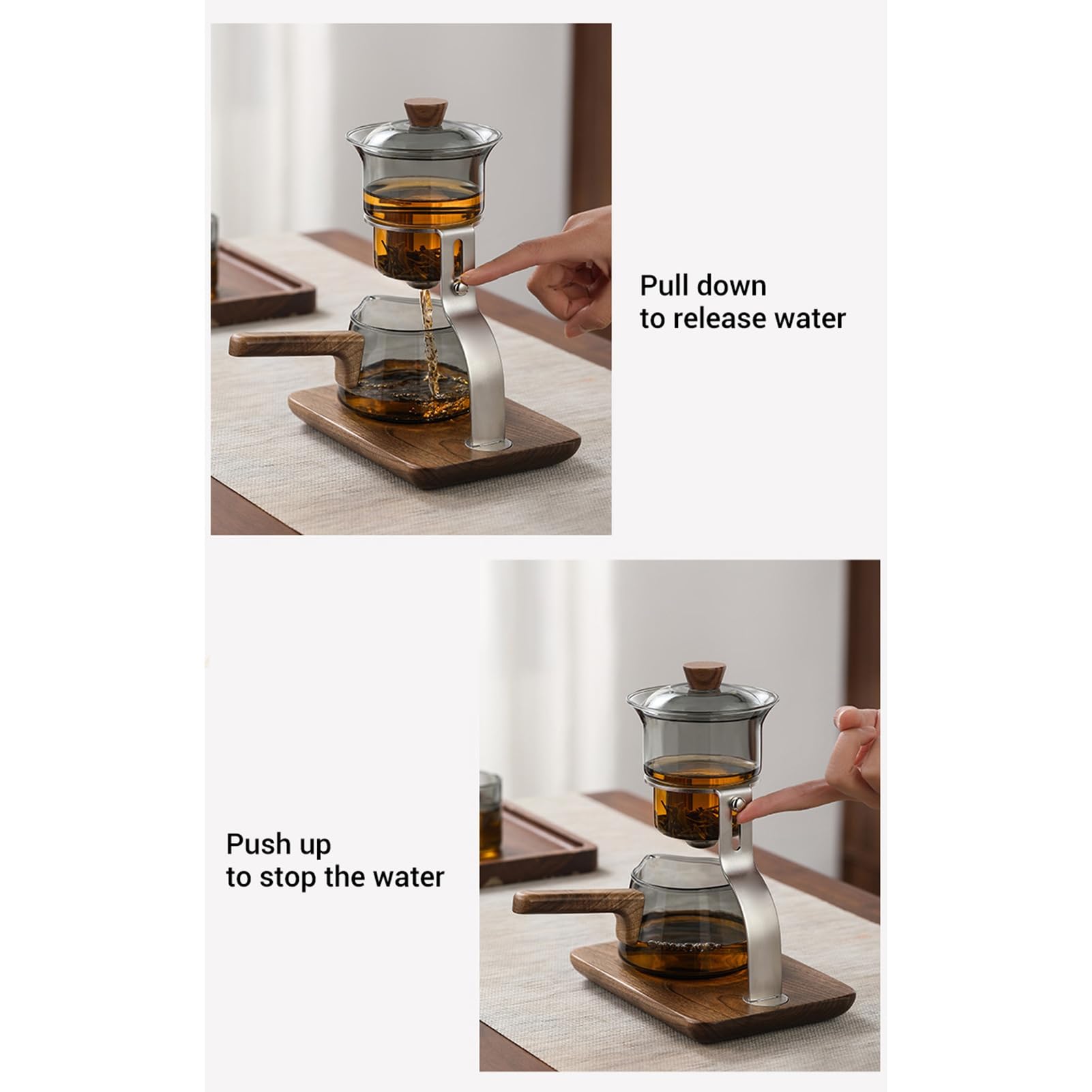 Luqeeg Zestaw do Herbaty, 350 Ml Fairness Cup 300 Ml do Przechowywania Herbaty Szkło Borokrzemianowe o Wysokiej Zawartości z Ergonomicznym Uchwytem Kontroli Wody z Magnesem, Idealny Użytku Domowego