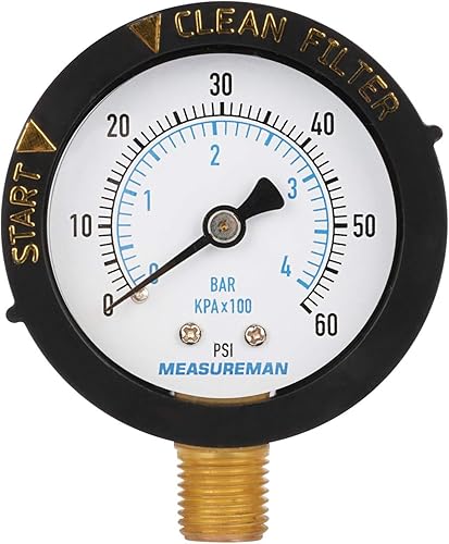 MEASUREMAN 2 Inch Pool Filter Pressure Gauge, 60 PSI