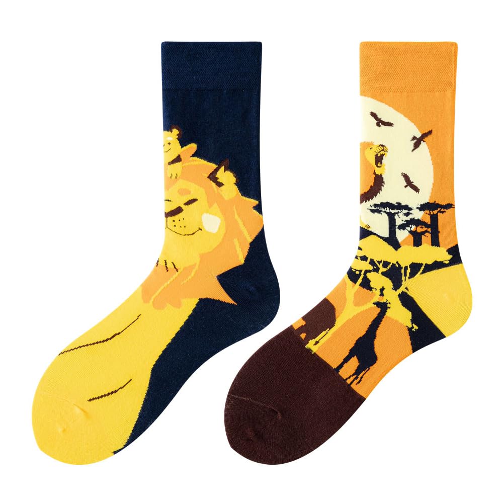 Calcetines Divertidos Unisex para Mujer y Hombre con Diseños Asimétricos en Par - Temas Animales, Comida, Fruta, Deporte y Arte en Algodón - Ideal para Regalos — view 83