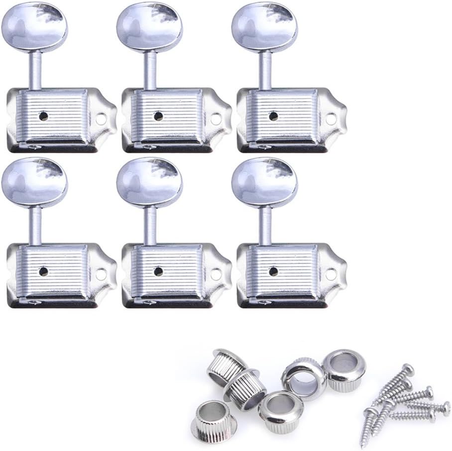 6 In Line Nickel Vintage Fender Style Machine Heads Tuning Pegs For Strat