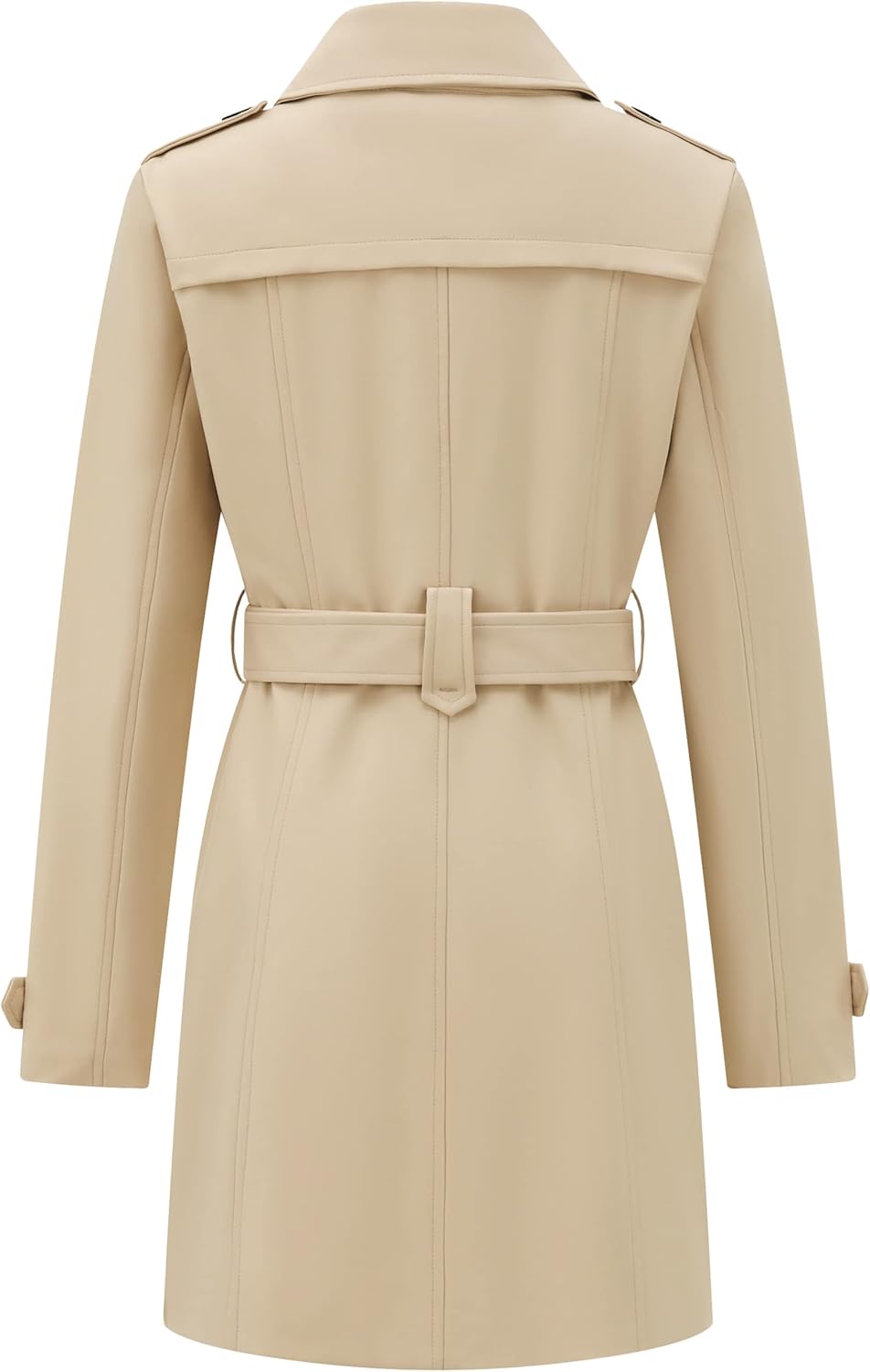 GGleaf Women's Trench Coat Double-Breasted Water Repellent Classic Overcoat Slim Outerwear Coat with Belt - Image 3