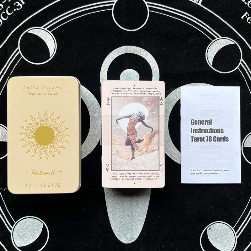 Tarot Oracle Cards with Iron Box and English Instructions Manual, 4 x 2.4 inches (lucid dreams beginner tarot)