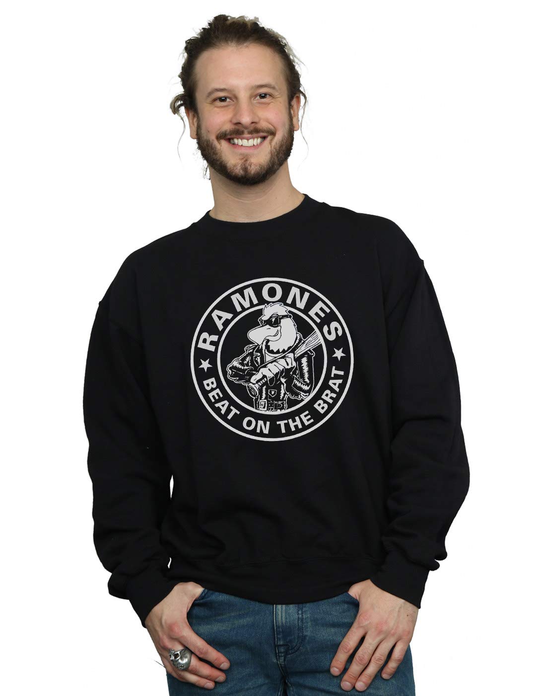 Absolute Cult Men's Black Ramones Beat On The Brat Sweatshirt XXXX-Large