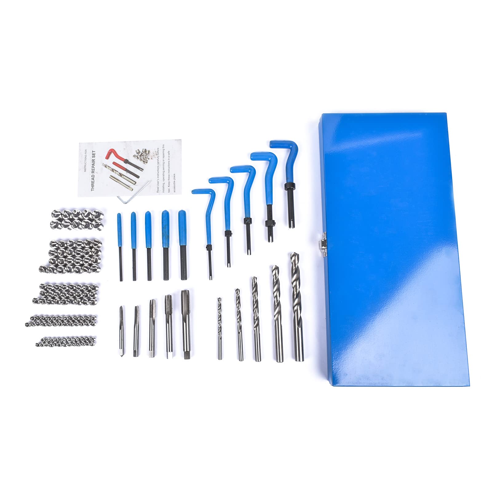 Bisenya Kit da 131 pezzi di riparazione filettatura, utensili per riparazione filettatura M5 M6 M8 M10 M12, filettatura blu