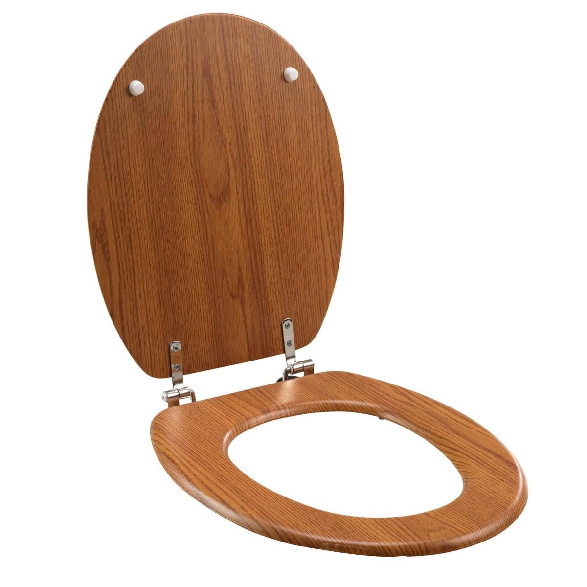 Universal MDF WC Sitz Deckel matt mit Metallscharnieren mit Holzkern (MDF) Klodeckel Toilette WC-Brille Toilettendeckel ohne Absenkautomatik (Holzoptik) Baumarkt