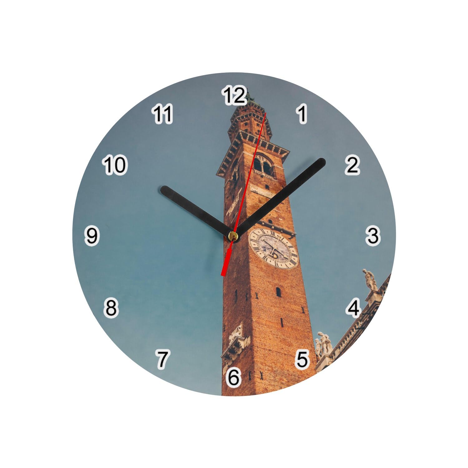 Horloge murale en verre Vincence Italie blanche pour lire l'heure facilement 20 cm