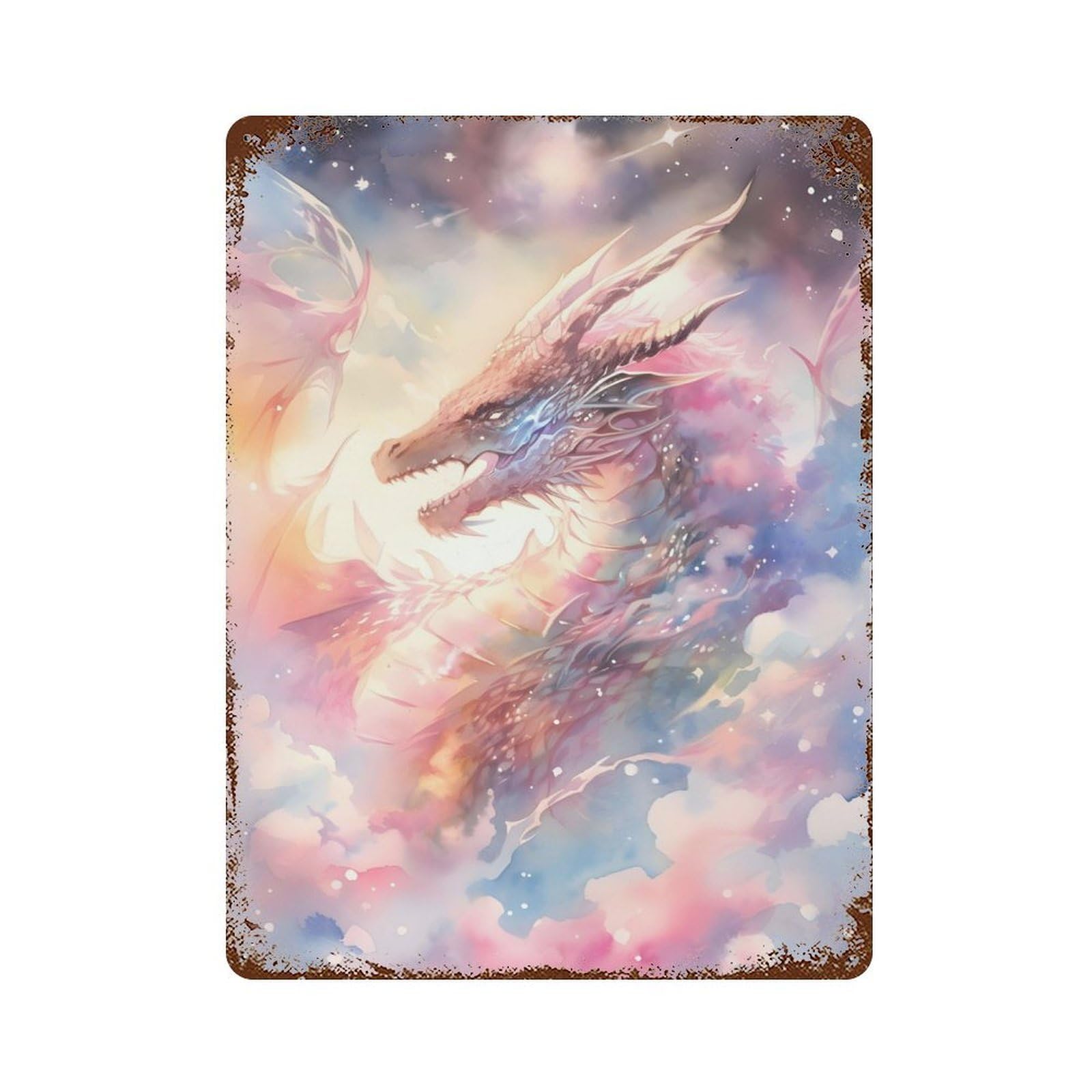 Garage Style Mystical Dragon Weathered Tin Sign 15.7"x11.8", Classic Wall Plaque for Bar And Workshop