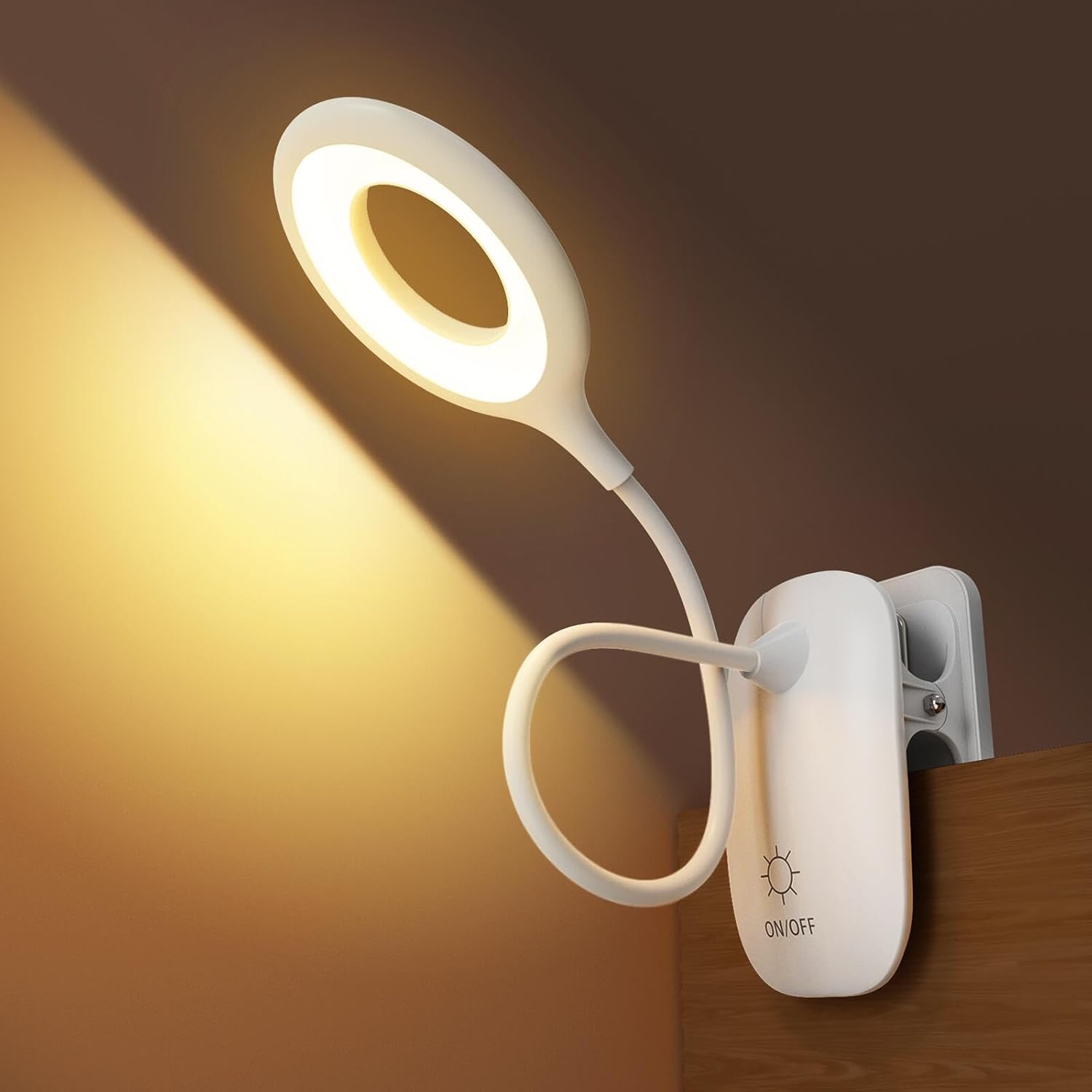 Clip On Reading Light for Bed Headboard, USB Rechargeable Clip Lamp for Dorm Room Essentials, Touch Dim, 3 Colors, Eye Protect Desk Lamp for College Dorm Room, White Clip On Reading Light for Bed Headboard, USB Rechargeable Clip Lamp for Dorm Room Essentials, Touch Dim, 3 Colors, Eye Protect Desk Lamp for College Dorm Room, White