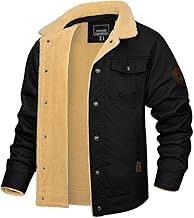 KEFITEVD Men's Winter Fleece Cargo Jacket Thicken Cotton Coats Warm Military Windbreaker Jacket with Lapel