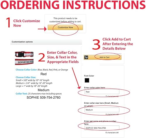 Miniatura 4 de GoTags Collares reflectantes personalizados para perros, grabado personalizado con nombre y número de teléfono, collar ajustable con hebilla de