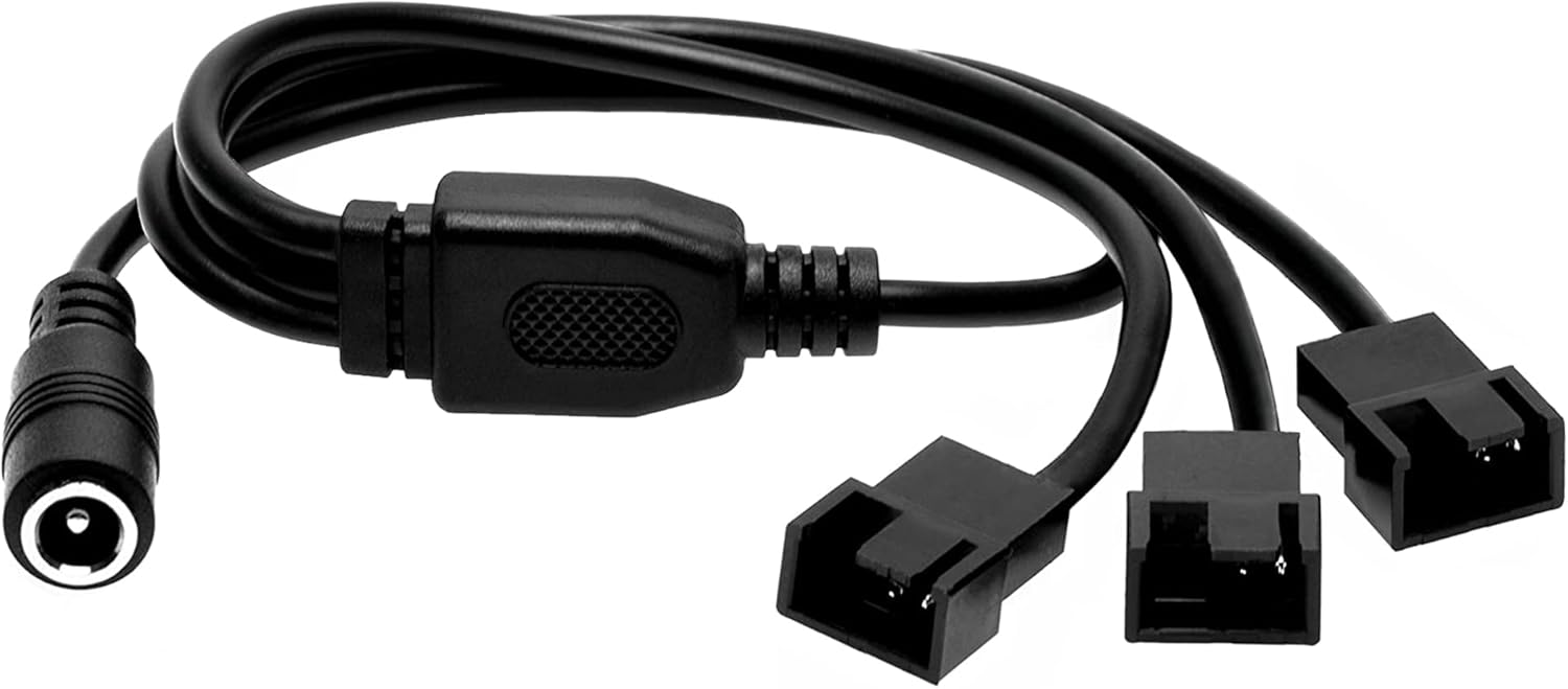 DC Power Supply Plug to 3 x 3 Pin/4 Pin PC Fan Power