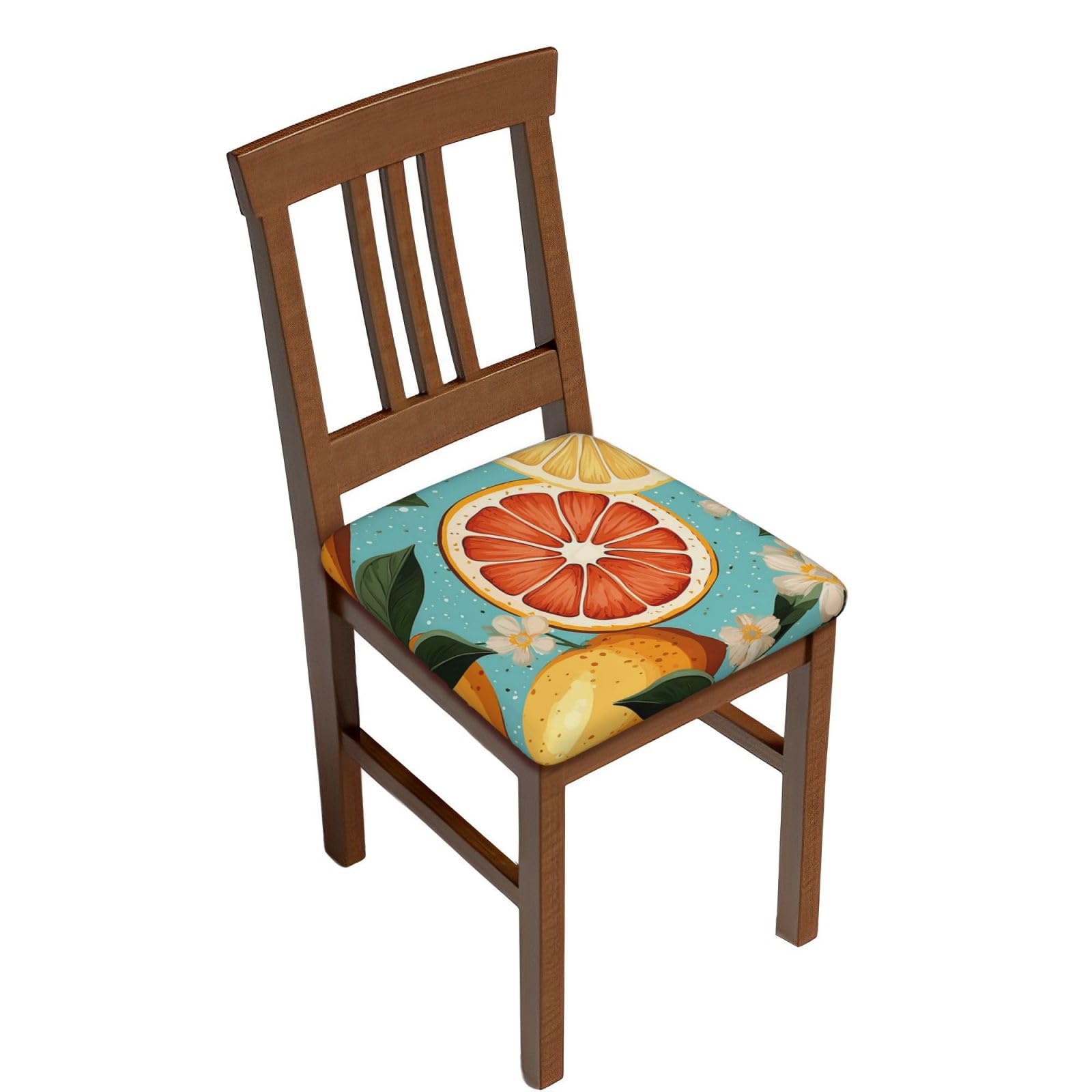 Housse de tabouret bar carrée imperméable lavable lot de 4 motifs agrumes anti tache cuisine
