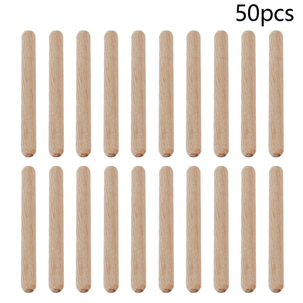 Yinpecly 50Pcs Wooden Dowel Pins 5/16"x 3.15" Fluted Wood Dowels Rods Hardwood Twill Dowel Pin for Furniture DIY Projects Shelves 1