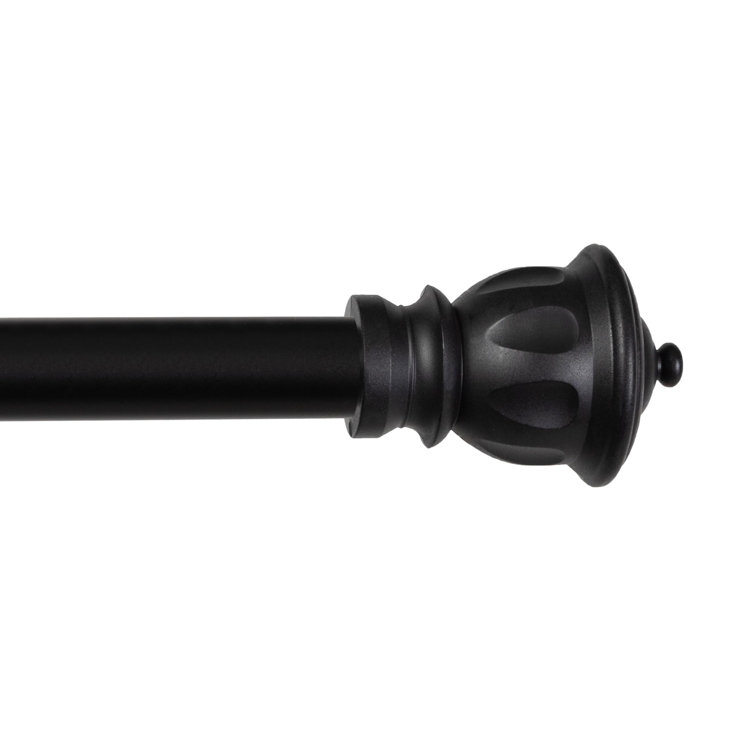 Kenney Kiera Crown Window Curtain Rod, Adjustable Curtain Rod for Windows 48 to 86 Inches, Extendable Curtain Rod Set, Matte Black Curtain Rod
