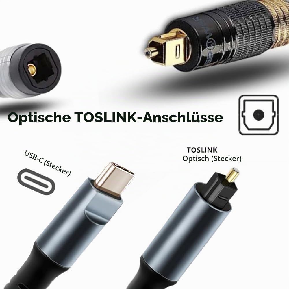 xiwai USB-C auf SPDIF Toslink Optisches Audiokabel Opt-Stecker Typ-C auf Digital Fiber Optic Sound Interface Stecker Adapterkabel für Desktop-Laptop 180 cm