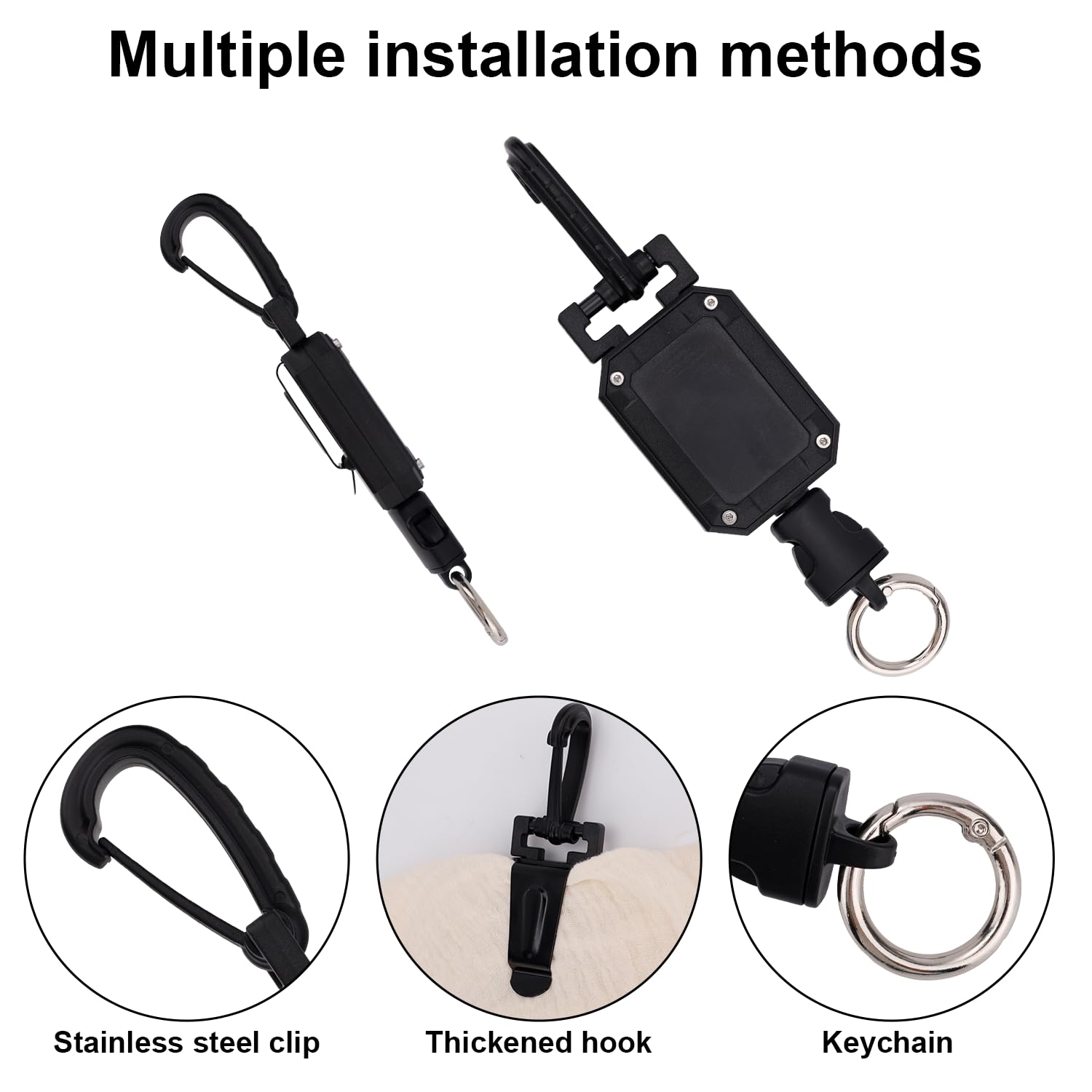 Supporto Retrattile Microfono CB, Gancio Retrattile per Microfono CB con Clip in Acciaio Inossidabile Supporto per Camion Zaini Auto Cinture di Sicurezza
