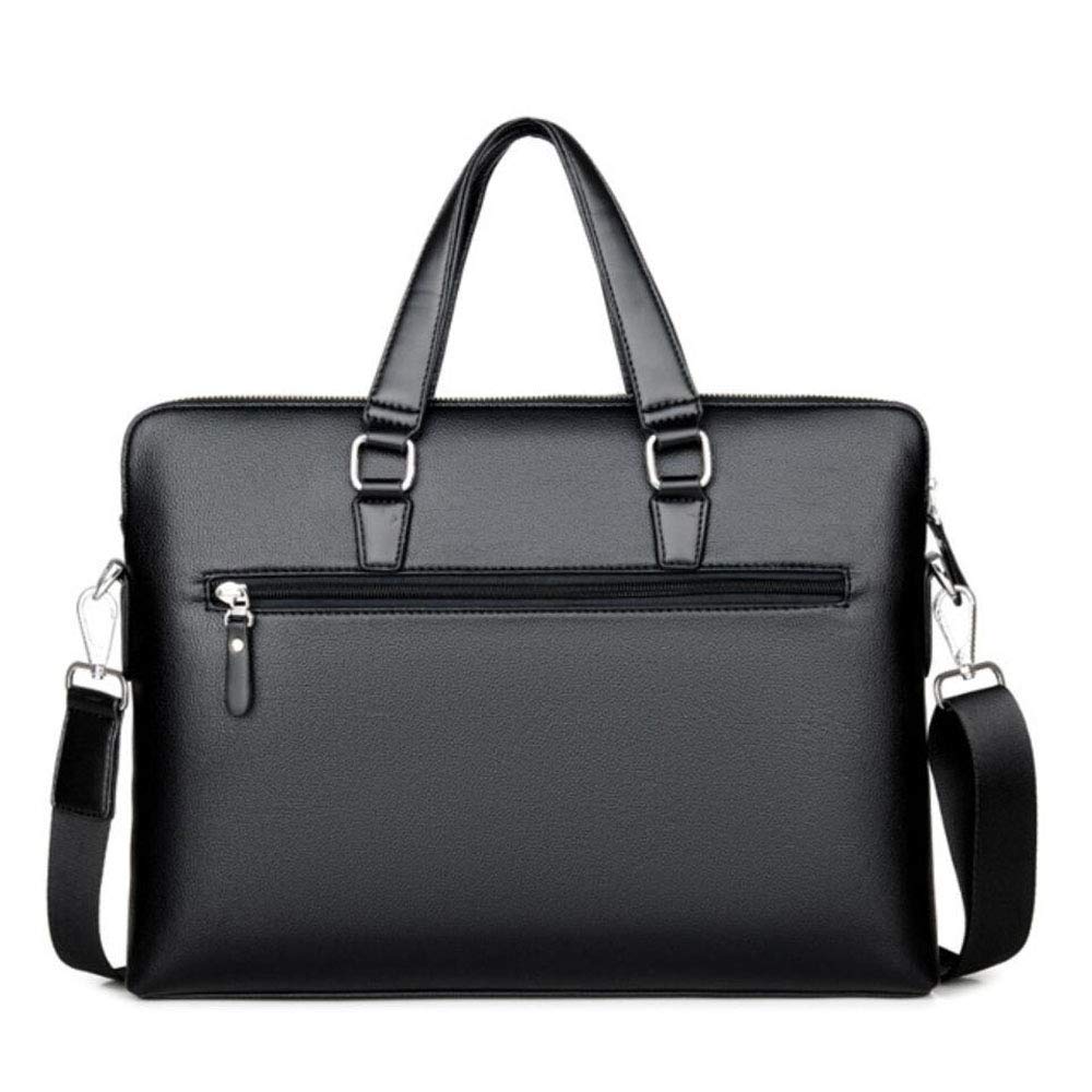 Sac Business Femme Homme Sac Serviette en PU Cuir Sac à Main Sacoche Porte Document (Noir-14pouces)