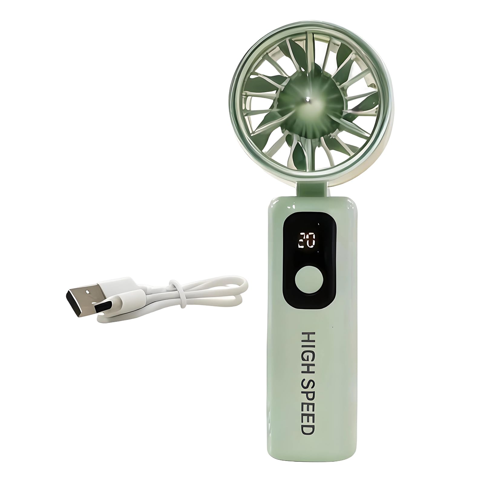 NMFLAB USB Rechargeable Cooling Fan Quiet 5 Adjustable Speed Digital Display for Travel Home Lightweight Desk Fan