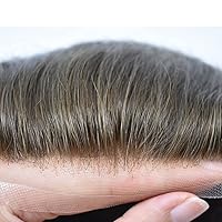 Vista 3 de Toupee - Sistema de cabello humano real para hombres, tupé de encaje suizo para hombres, nudos blanqueados, piezas de pelo para hombres, protesis