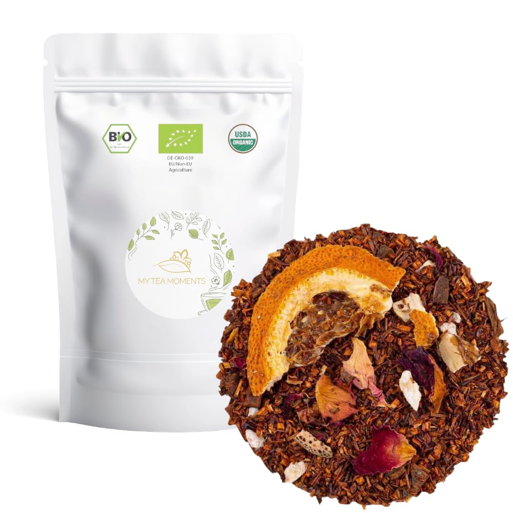 Rooibos de Canela, Naranja y Caramelo a Granel 100 Gramos - Cultivo Sostenible - Ingredientes Naturales: Alcaravea, Almendra, Canela, Caramelo, Cardamomo, Clavo, Jengibre, Naranja, Nuez.