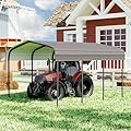 Royal Windsor Metal Carport 10×15 Car Port, Heavy Duty Carport Kit with Galvanized Steel Roof Building and Frame, Outdoor Storage Metal Canopy Multi-Use Garage Shed for Car and Boats, Charcoal