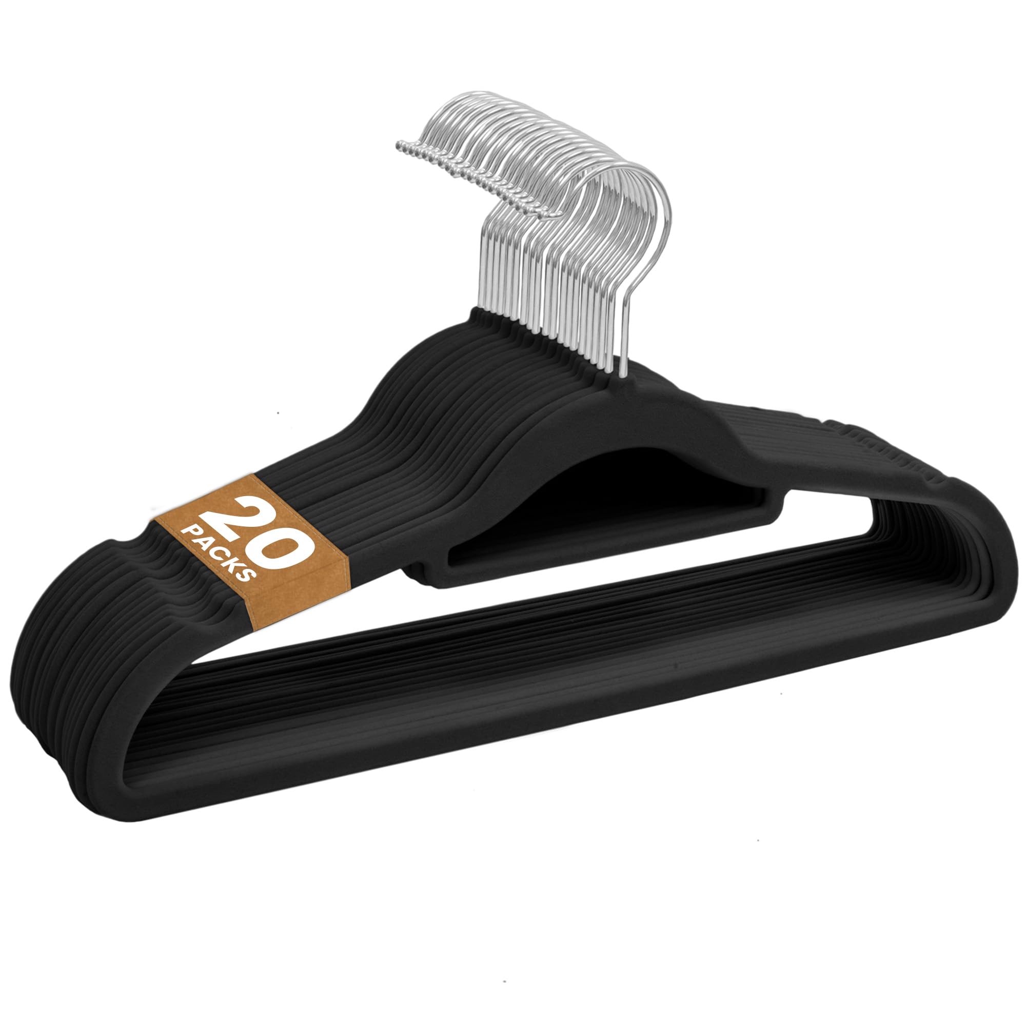 Sasha Morel 20 Pack Velvet Hangers | Non Slip Velvet Hangers For Clothes with Tie Organisers | Space Saving Hangers and 360° Swivel Hooks | Clothes Hangers Wardrobe Storage Organiser