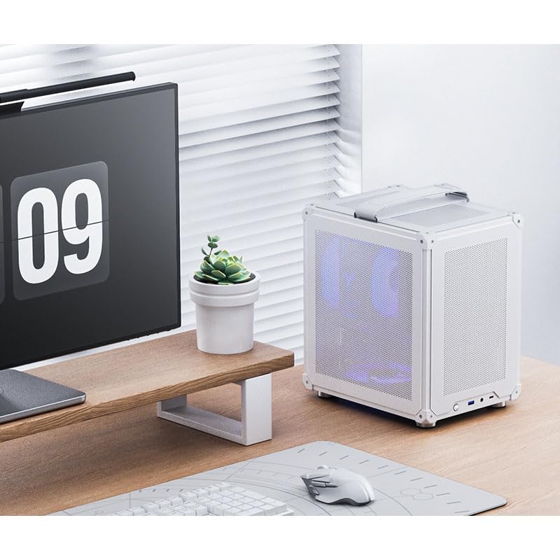 Jonsbo C6-ITX Case PC Mini-Tower Bianco – compatto, Mini-ITX, GPU fino a 255 mm, dissipatore CPU fino a 75 mm, fino a 3 ventole, USB-C I/O frontale