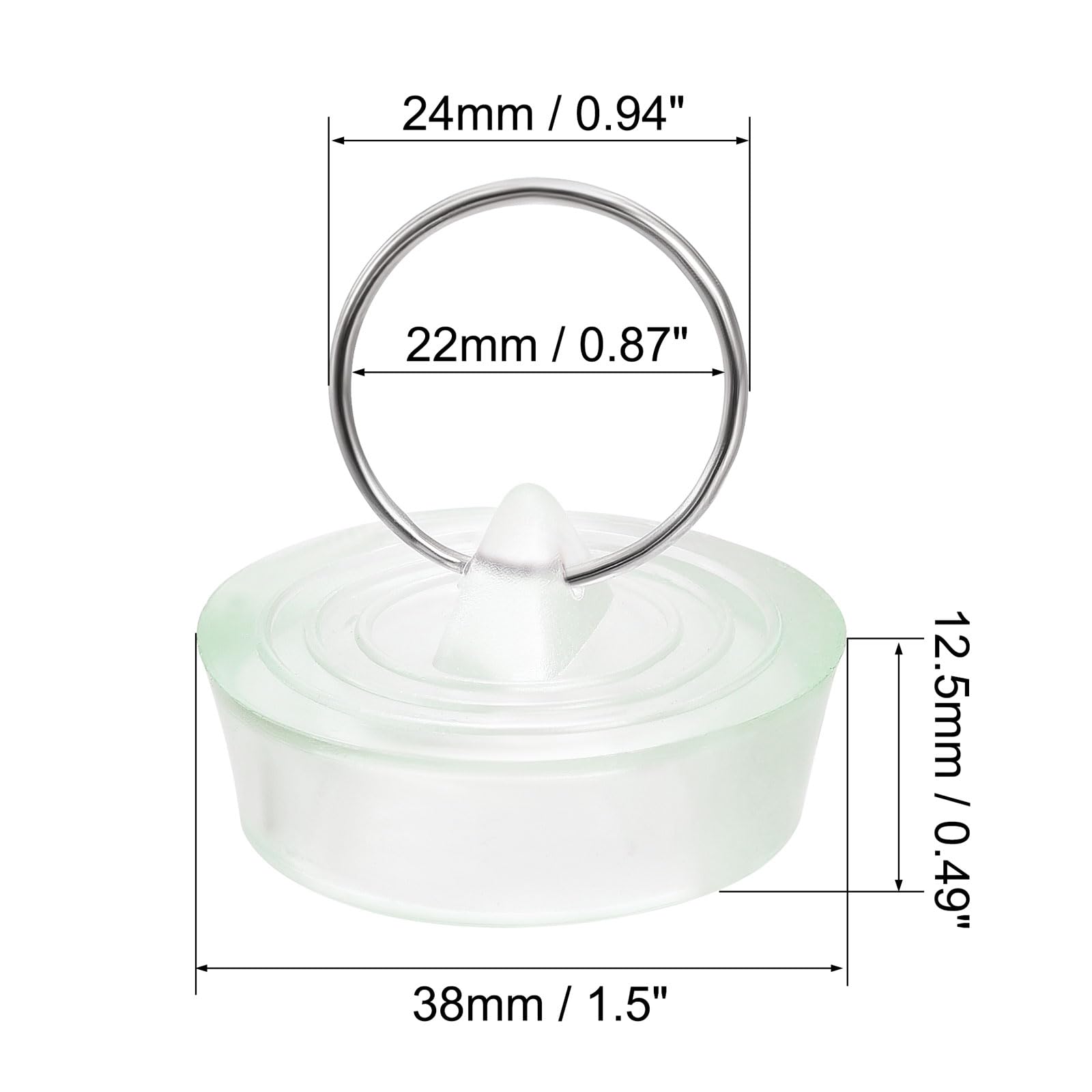 Set 3 Tappi Di Scarico In Gomma Per Lavello E Vasca - Misure 23/26,5/29 Mm - Con Anello - Per Cucina E Bagno