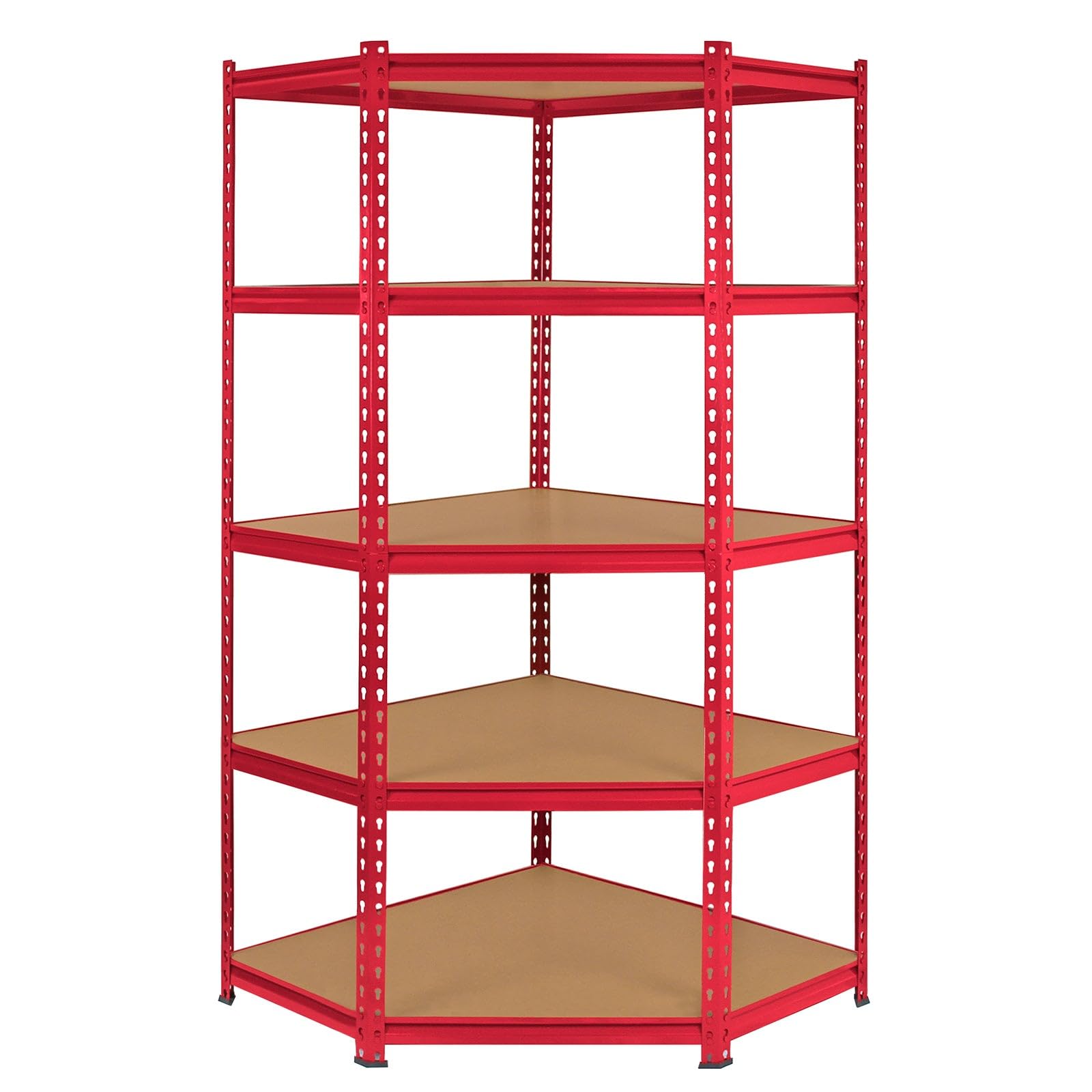 2 Estanterías Metálicas Rojas Z-Rax Sin Tornillos 90x45x183cm + 1 Estantería Esquinera Esquina Rinconera Metálica Roja Capacidad 360kg por Estante Almacenamiento Almacenaje Oficina Taller Garaje