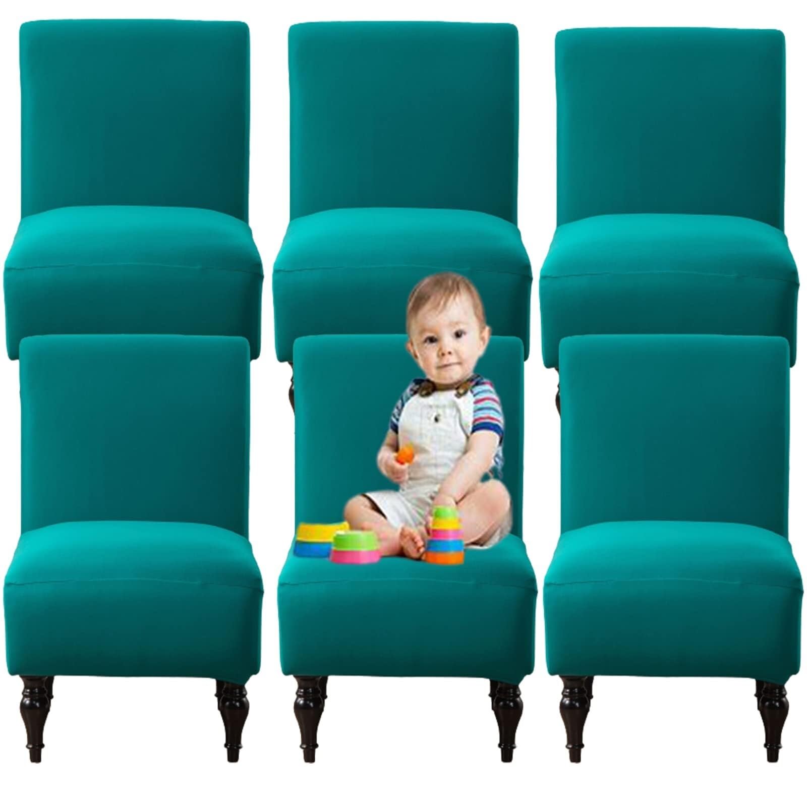NMVAWIPT Armless Chair Slipcovers Stretch Accent Covers Removable Washable Anti-Dust Protector Furniture Without Armrests(#46,6pcs)