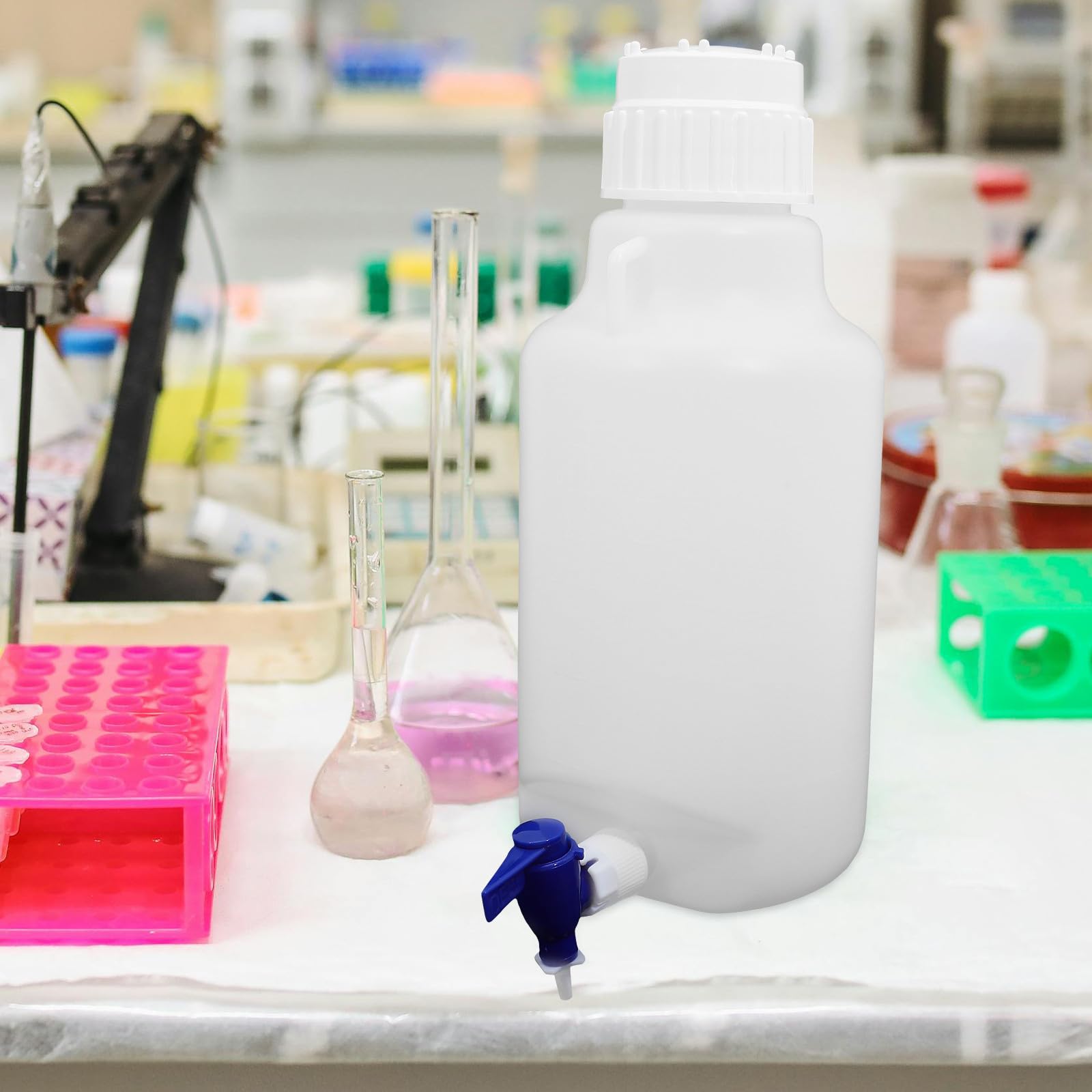SOLUSTRE Dispenser Acqua Bianco per Scuola con Rubinetto, Contenitore Grande in Pe Compatto e Ben Rifinito, Resistente alla Rottura per Acqua Potabile Sicura