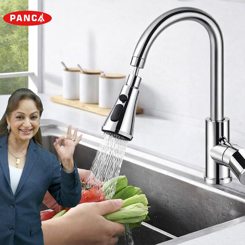 Image of PANCA Tap Extender for Kitchen Sink | 360 Rotating Flexible Faucet Extension with 3 Spray Modes | Anti Splash Water Saver Nozzle for Wash Basin & Home Use