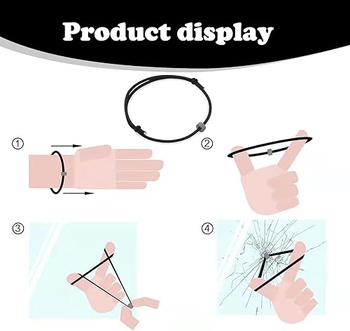 Miniatura 2 de 2 piezas de rompeventanas de automóvil, de carburo de tungsteno de alta dureza, cuerda de mano de seguridad templada, herramienta de escape portátil