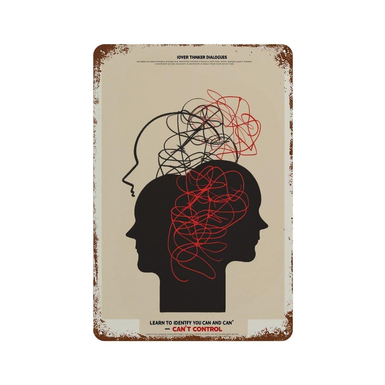 FHUYEURHRY Inner-Dialogues-of-an-Overthinker_01 Wall Decor Retro Iron Vintage Art Metal Tin Sign Poster Modern Home Cofffee Club Art Bar Shop Decorations Style 30x20cm