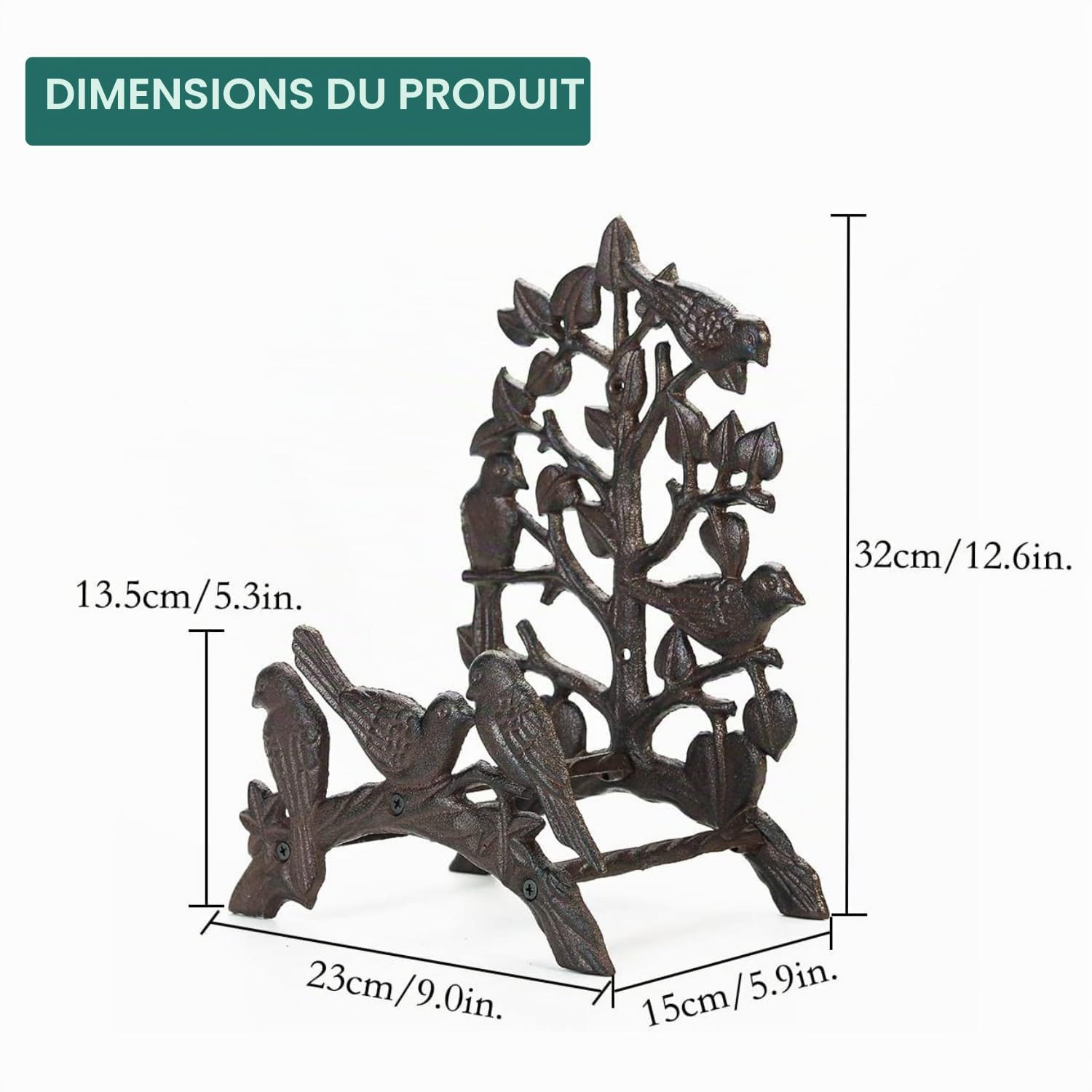 Sungmor Support de tuyau d'arrosage en fonte robuste | Support mural pour tuyau d'arrosage | Enrouleur décoratif d'intérieur et d'extérieur | 15,2 m, 23,5 m, 30,5 m | Support de tuyau en métal Lovely