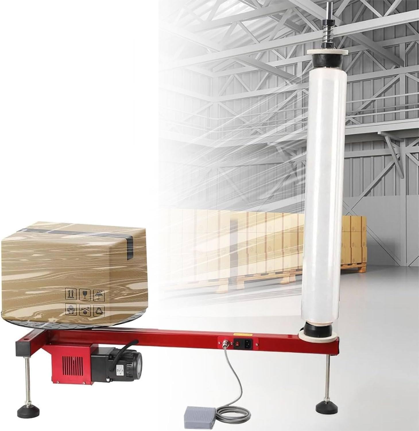 Macchina imballatrice per film estensibile, macchina elettrica per imballaggio e reggiatura di film estensibile per pacchi, scatole di cartone, valigie, magazzino, per vari film da 20-70 cm,80CM