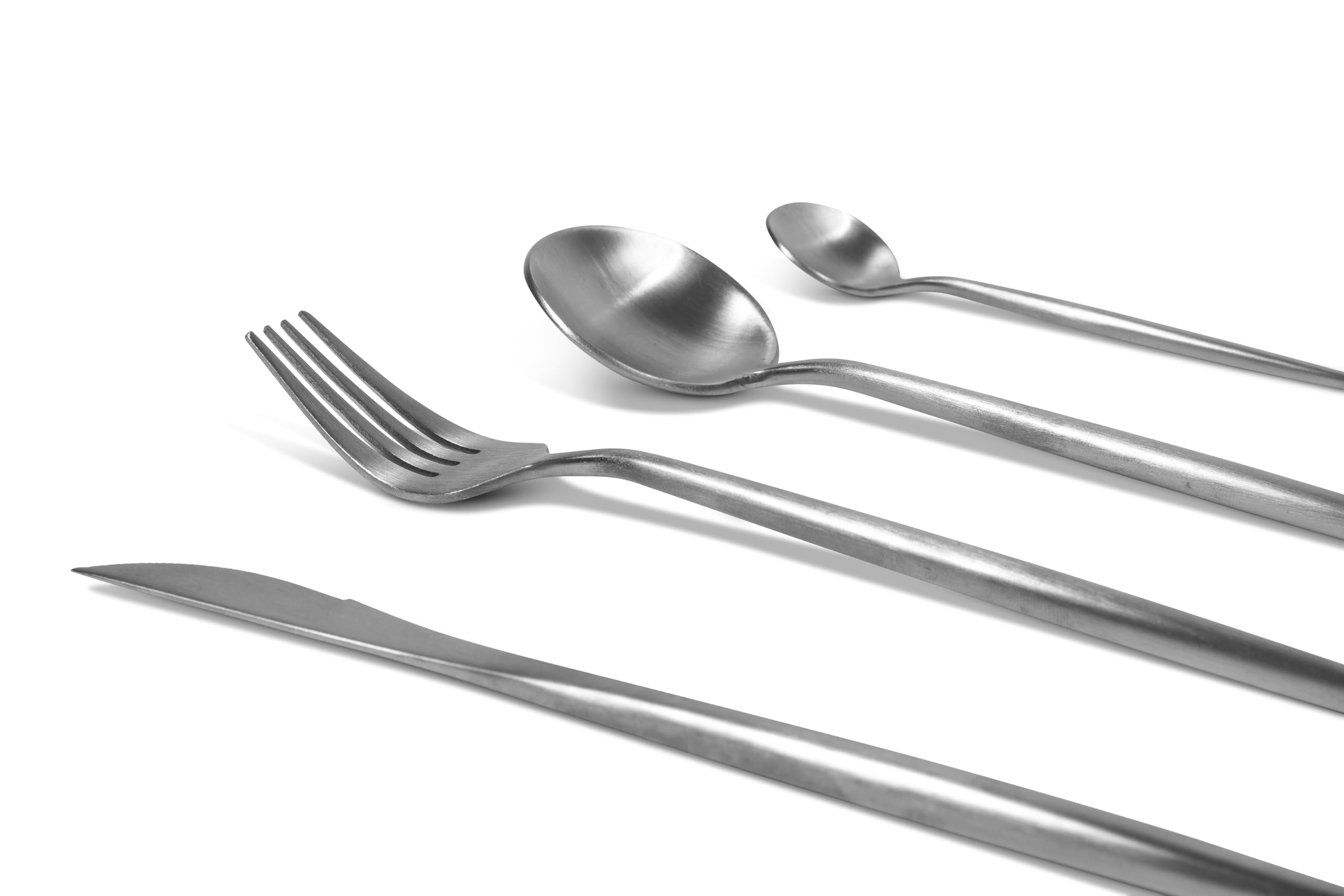 VIDI FERRO - Set posate 24 pezzi cucchiai, forchette, coltelli, cucchiaini acciaio inox, lavabili in lavastoviglie, acciaio lucido