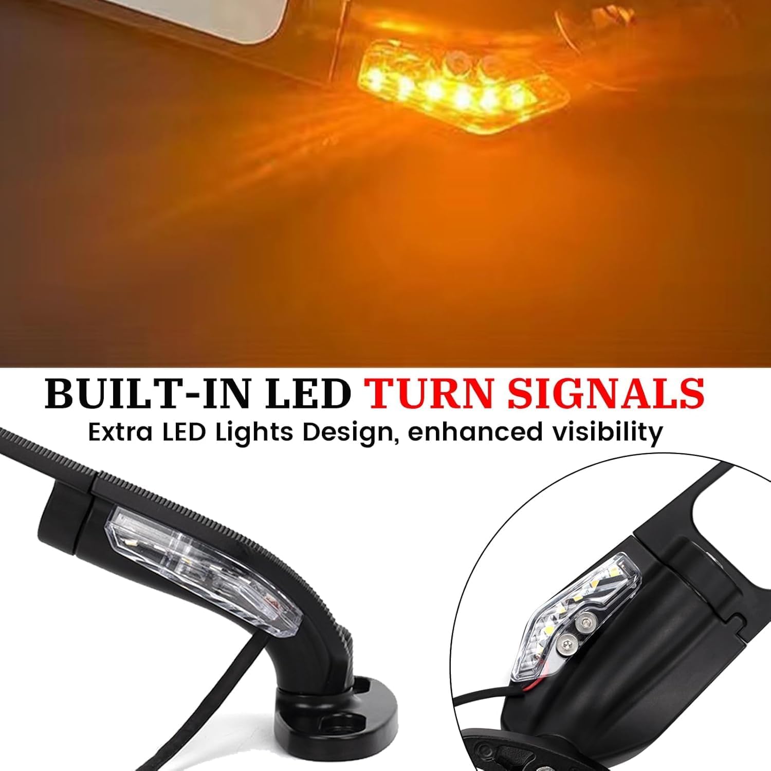 Motorcycle Rear View Mirrors Winglets Mirrors with LED Turn Signal Lights Stealth Mirror Fit for Honda CBR300R 500R 600RR Yamaha R1 R6 R3 Kawasaki Ninja ZX4R ZX6R ZX10R Suzuki GSXR 600 750