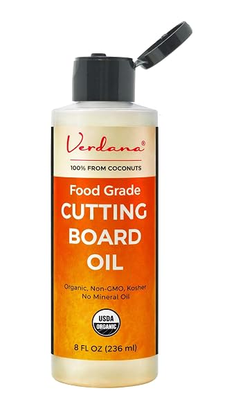 Verdana Food Grade Cutting Board Oil Organic Coconut-Derived, Food Safe Mineral Oil Alternative for Butcher Block, Bamboo & Wooden Utensils Kosher, Non-GMO, 8 fl oz