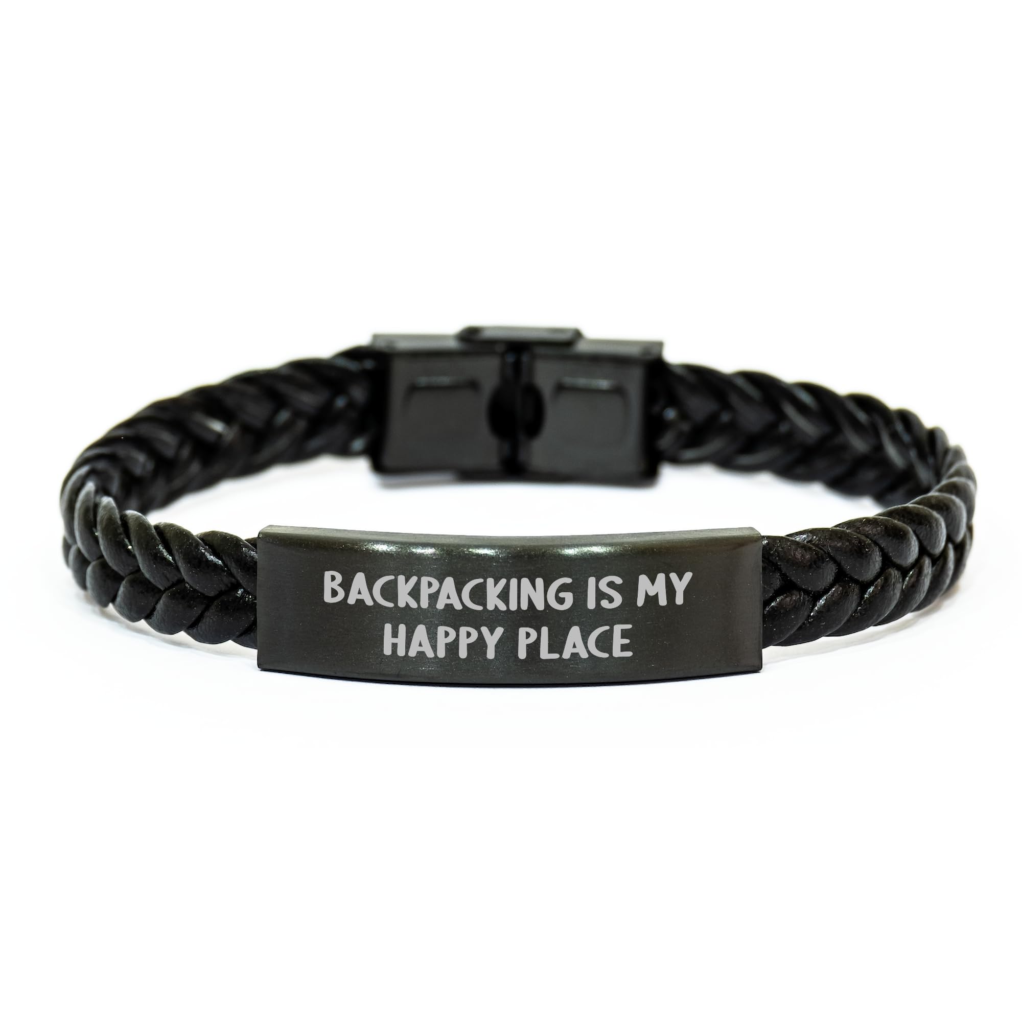 Backpacking Adventures Begin with This Braided Leather Bracelet, Ideal Gifts from Men to Friends for Christmas, 'Backpacking Is My Happy Place'