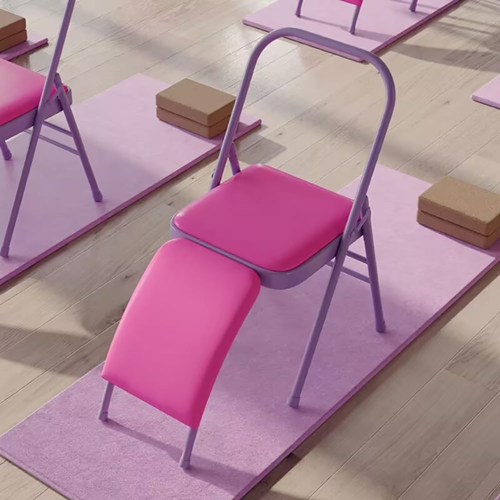 Silla De Yoga Pilates,Silla De Yoga Iyengar,Silla De Inversión De Yoga Silla De Asistencia De Yoga,con Soporte Lumbar para La Espalda,Silla Sin Respaldo Silla De Yoga,Purple