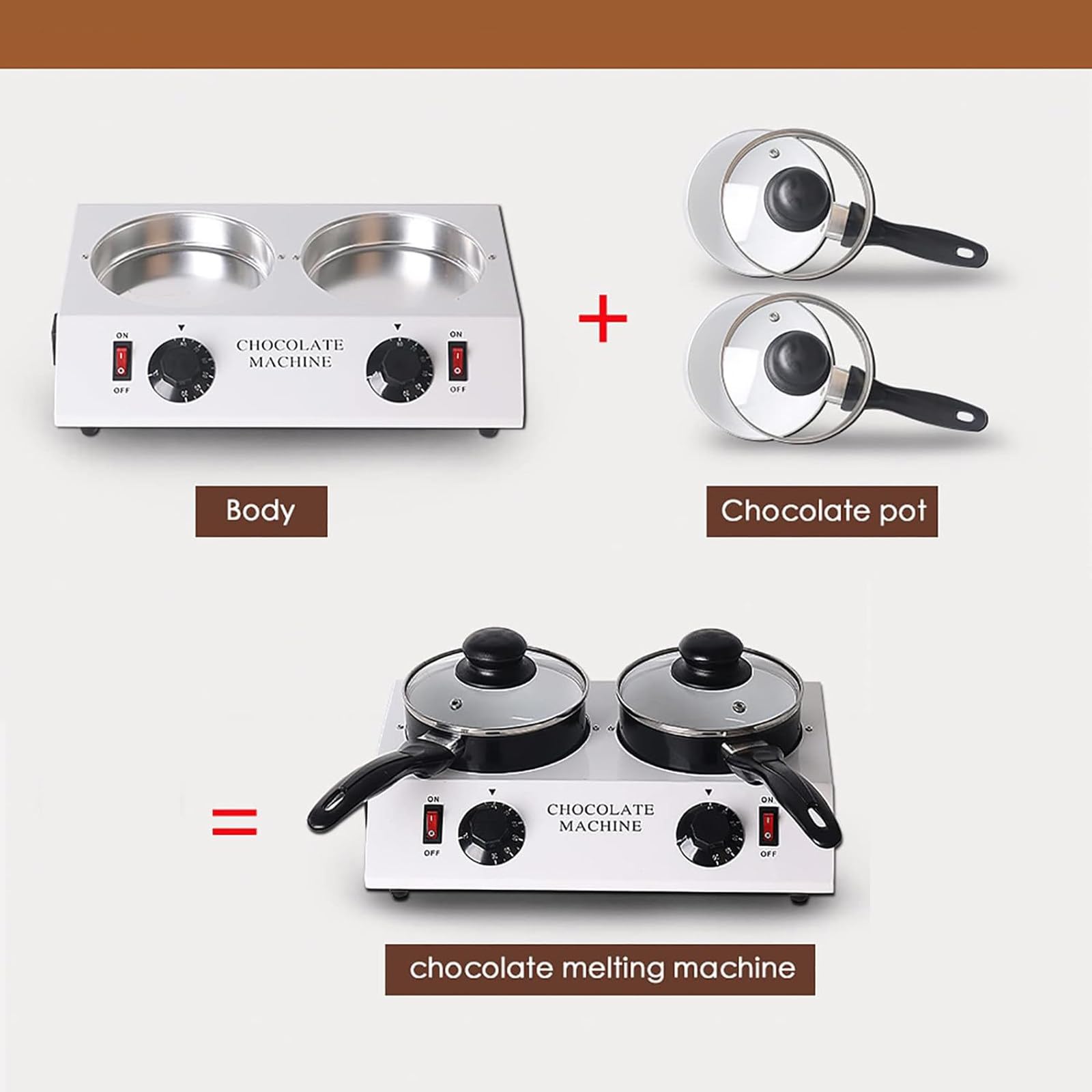 Machine À Fondre Le Chocolat (avec 2 Bouteilles À Presser), Machine À Tempérer Le Chocolat, Fournitures De Fabrication De Bonbons, Interrupteur Indépendant Et Contrôle De La Température