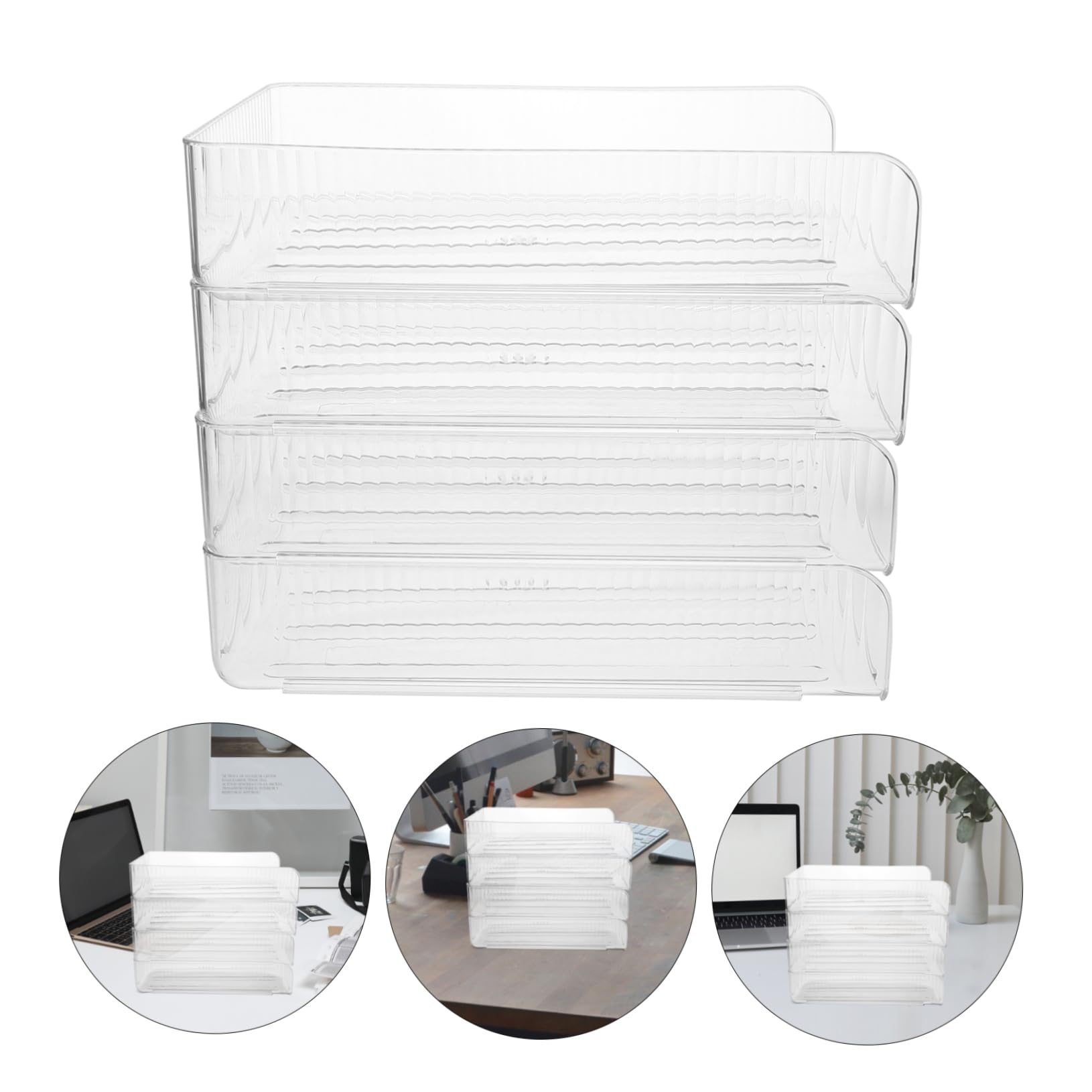 LALAFINA 4pezzi Organizer Scrivania Impilabile Vassoio Documenti Per Ufficio Scuola e Casa Ottimizzazione e Design Elegante Per File e Libri
