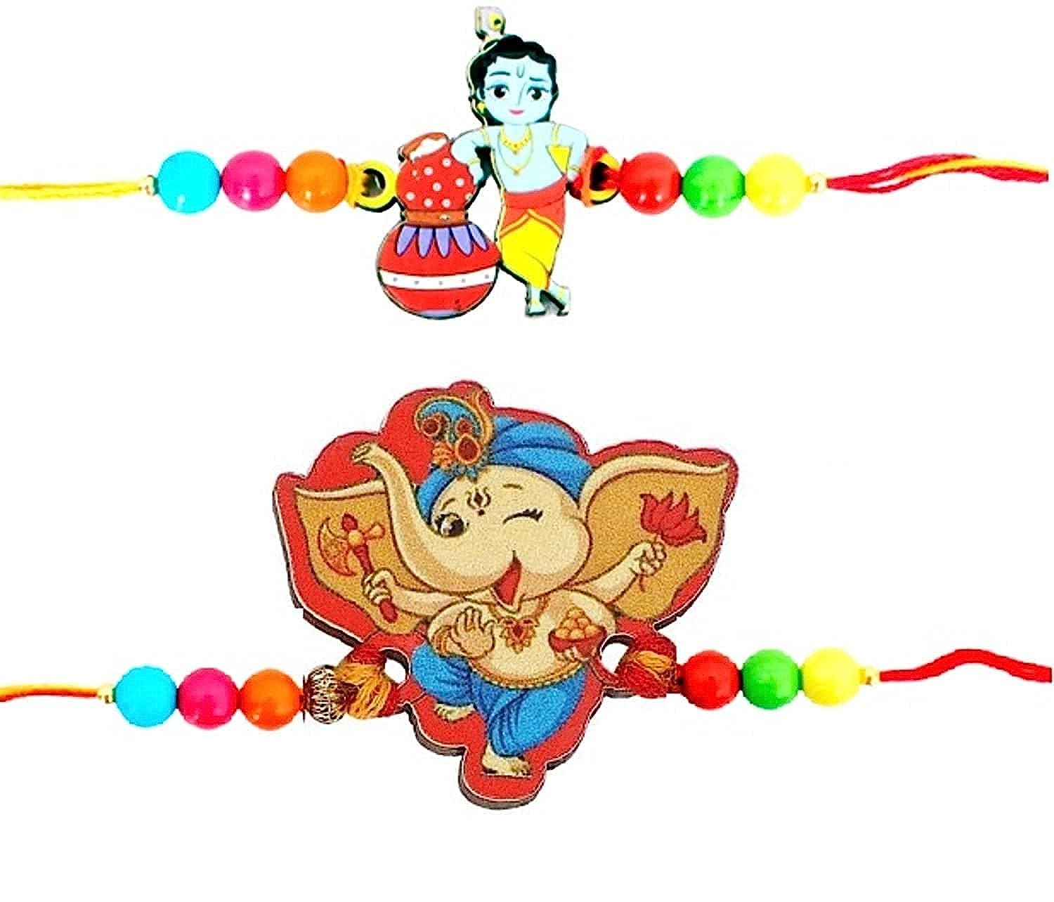 VR Creatives Rakhi for Kids Bal Krishna and Bal Ganesha/Ganesh With Tika Set Pack of 2 (B097QZYHK5) Amazon Price History, Amazon Price Tracker