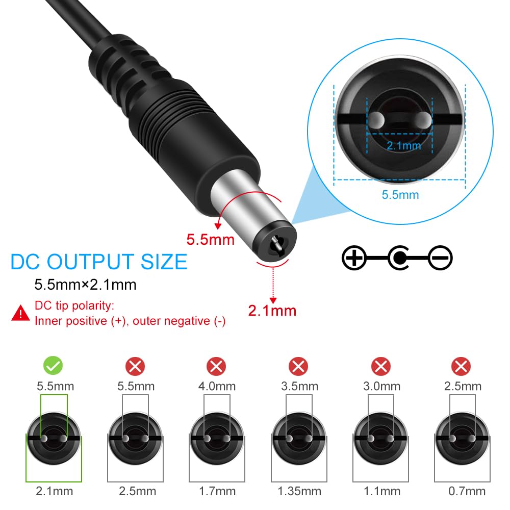 Zasilacz 24 V, zasilacz LED 24 V, 2 A, 48 W, AC 100-240 V na DC 24 V, transformator do taśm LED, zasilacz ścienny ze złączem żeńskim 5,5/2,1 DC (5 sztuk)