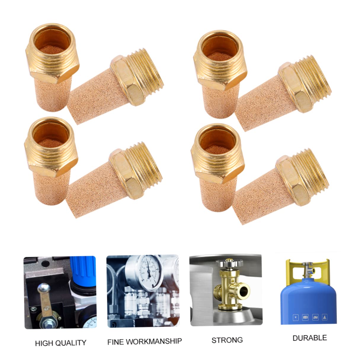MUCKLILY Sets Noise Reduction Pneumatic Muffler g Male High Flow Brass for Cylinder Pcs