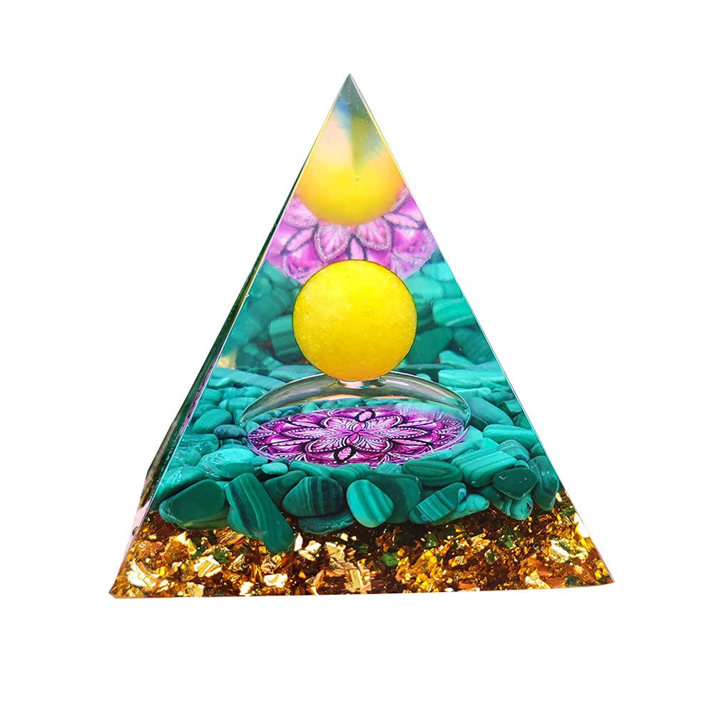 Orgone Natural Pyramid Crystal, Healing Chakra Pyramid for Protection,Balancing Positive Energy,Emotional-Negativity Removal Stone Healing Stone Chakra Reiki Home Office Decor Crafts(60mm)