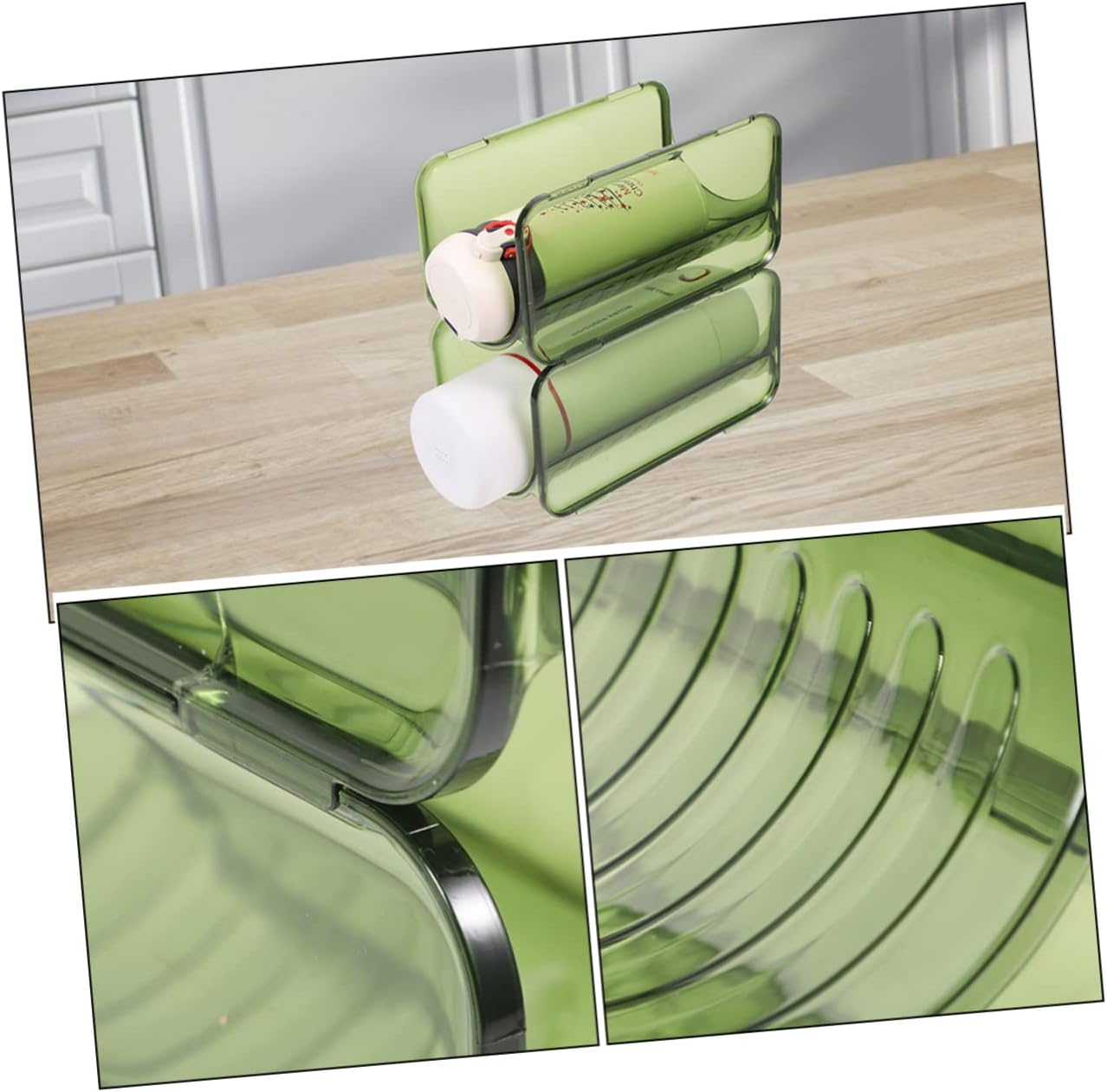 DECHOUS 4pcs Stackable Bottle Holder Transparent Multi Drink Organizer for Cabinet and Countertop Stylish Design for Efficient Space Saving Sturdy Construction for Stability and Durability