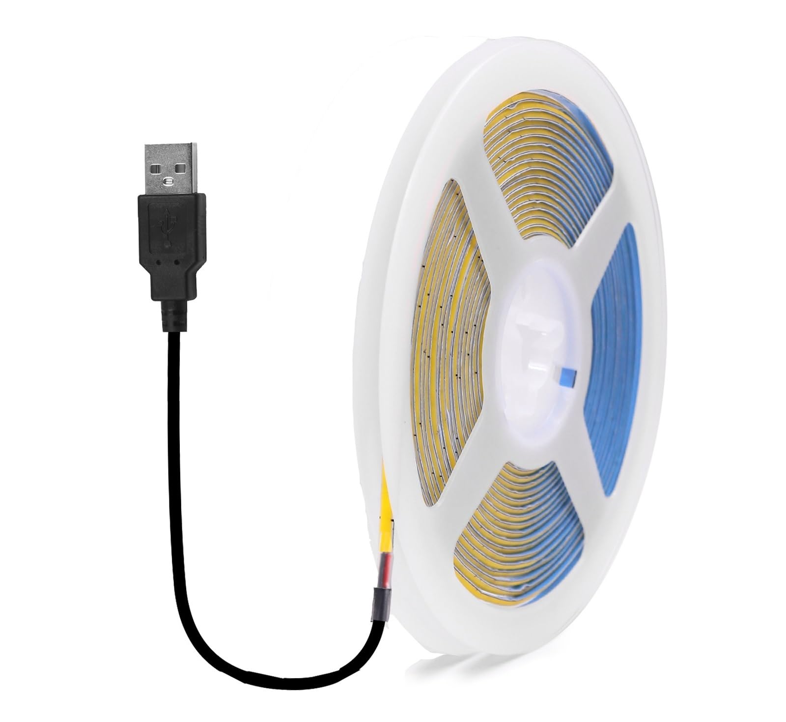 wenwendianzi USB COB LED Strip 3mm 5mm 8mm Width 12V 320LEDs Flexible LED Strip Light with Adhesive High Density Linear Lighting(White,5V 3MM USB WIRE_1M)