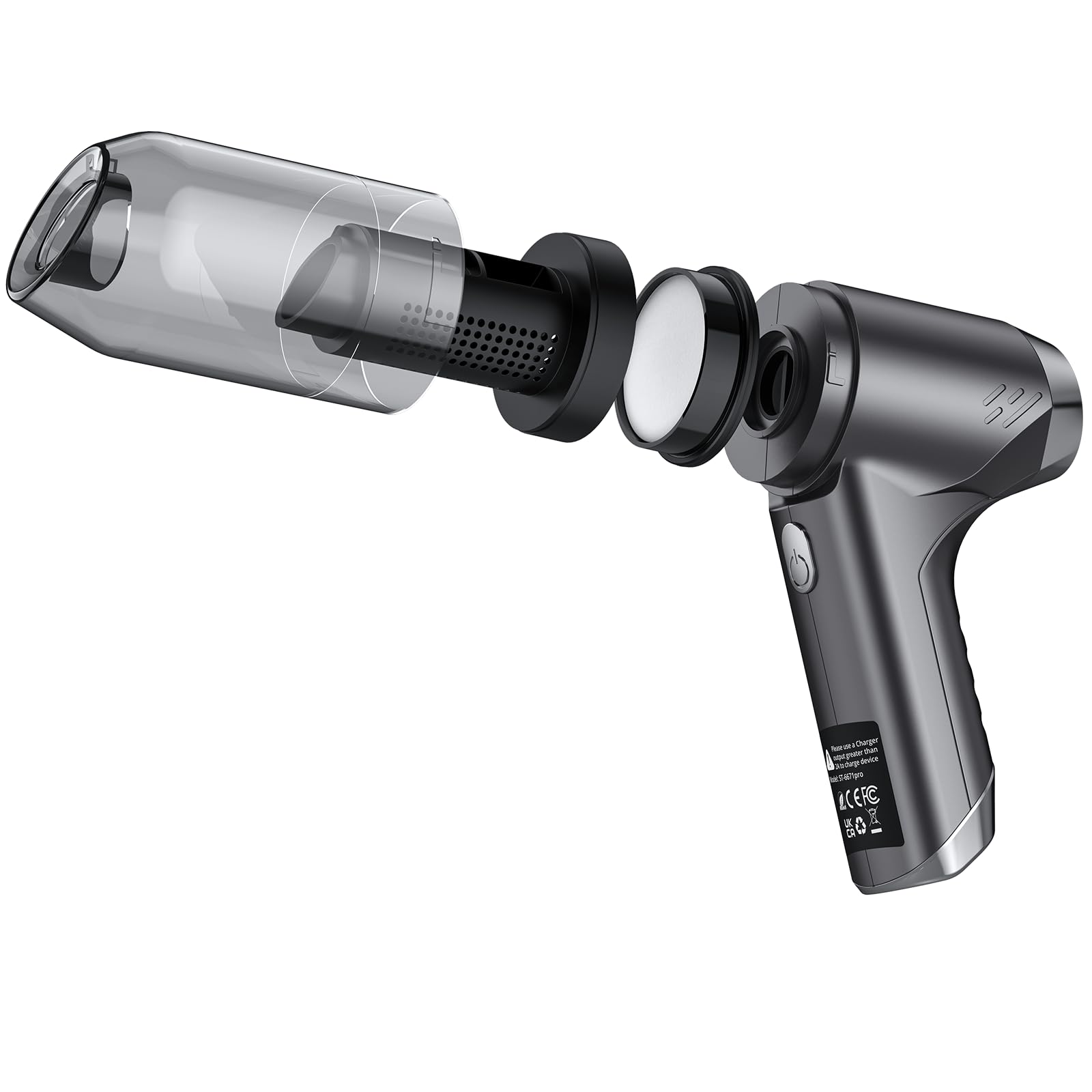 AUTOUTLET Mini Handstaubsauger Kabellos, 4 in 1 Staubsauger Auto Brushless Motor 11KPA High Power, 2-Gang 85000 U/min Druckluftspray, Akku Auto Staubsauger für Outdoor, Office Reinigung und Tierhaare